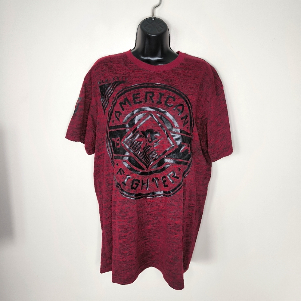 S2 American Fighter UFC Style Y2K Maroon Graphic Tee XL